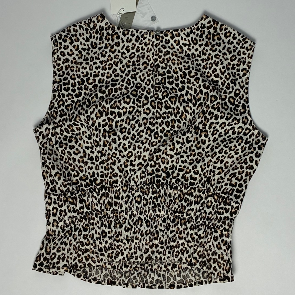 J.Crew Leopard Print Smocked Peplum Top XS NWT – Regenerative Cotton - Picture 4 of 11